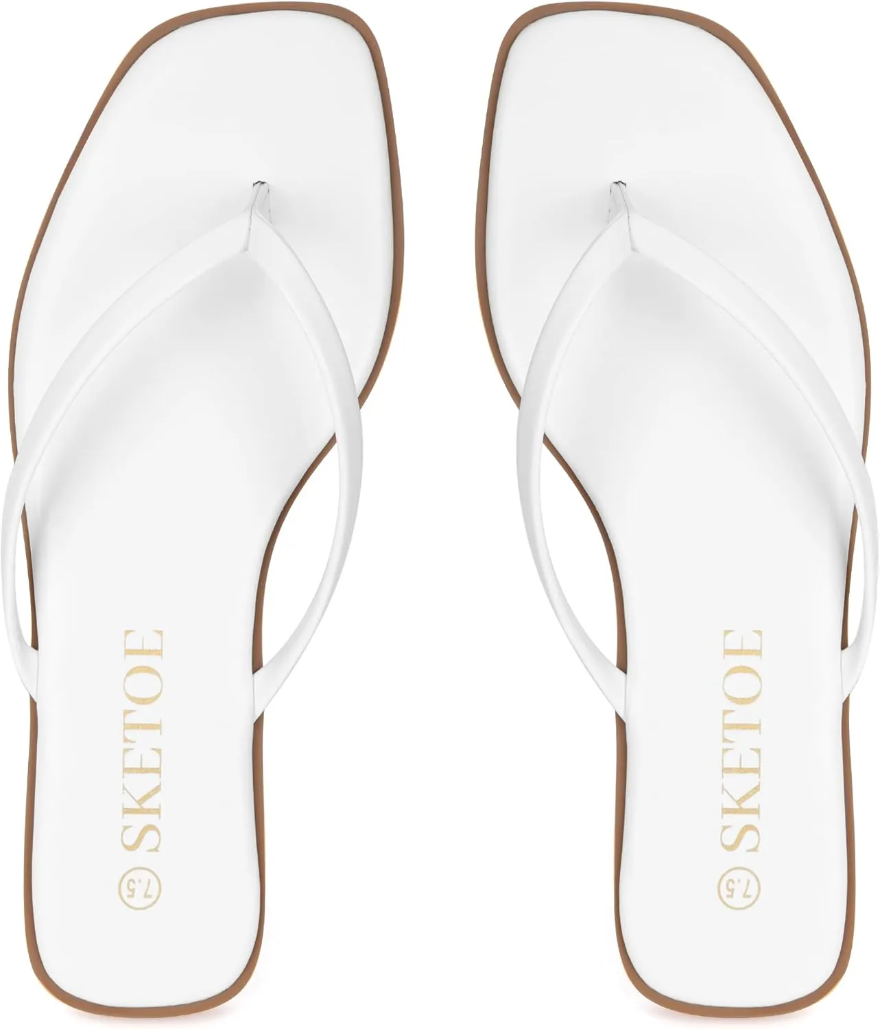 Flip Flops for Women Square Toe Flat Sandals for Women Comfortable Thong Sandals Vegan Leather Flip Flops Lightweight Summer Beach Sandals Dressy Vacation Essentials Slides