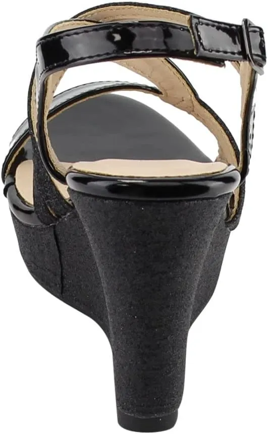Forever Link Women's Glitter Strappy Wrapped Wedge Heel Platform Sandals