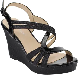 Forever Link Women's Glitter Strappy Wrapped Wedge Heel Platform Sandals