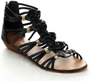 Forever Rebel-15 Womens Back Zip Strappy Gladiator Wedge Sandals