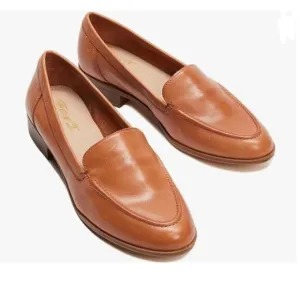 FOWT Coffe Wide Width Loafer Shoes Slip On High Block Stripped Heel Flats Loafer