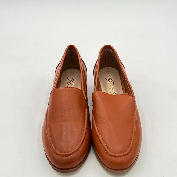 FOWT Coffe Wide Width Loafer Shoes Slip On High Block Stripped Heel Flats Loafer