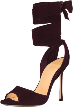 FOWT Women Fashion Open Almond Toe Ankle Wrap Sandals High Stiletto Heels D'orsay Pumps Dress Party Shoes Size 4-15 M US