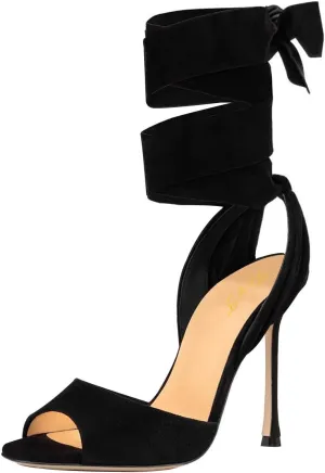 FOWT Women Fashion Open Almond Toe Ankle Wrap Sandals High Stiletto Heels D'orsay Pumps Dress Party Shoes Size 4-15 M US