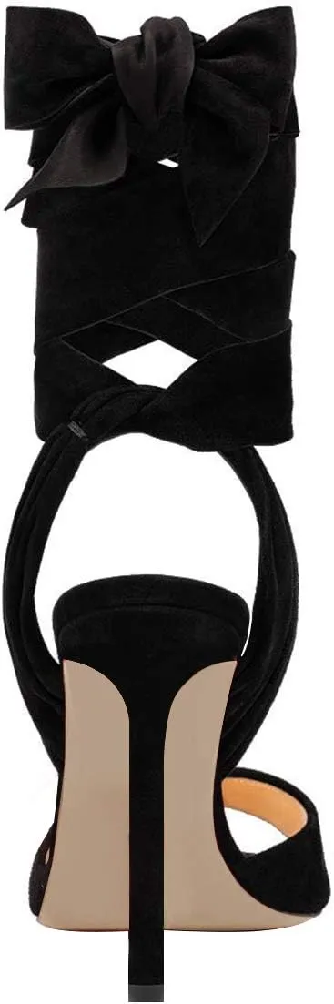FOWT Women Fashion Open Almond Toe Ankle Wrap Sandals High Stiletto Heels D'orsay Pumps Dress Party Shoes Size 4-15 M US