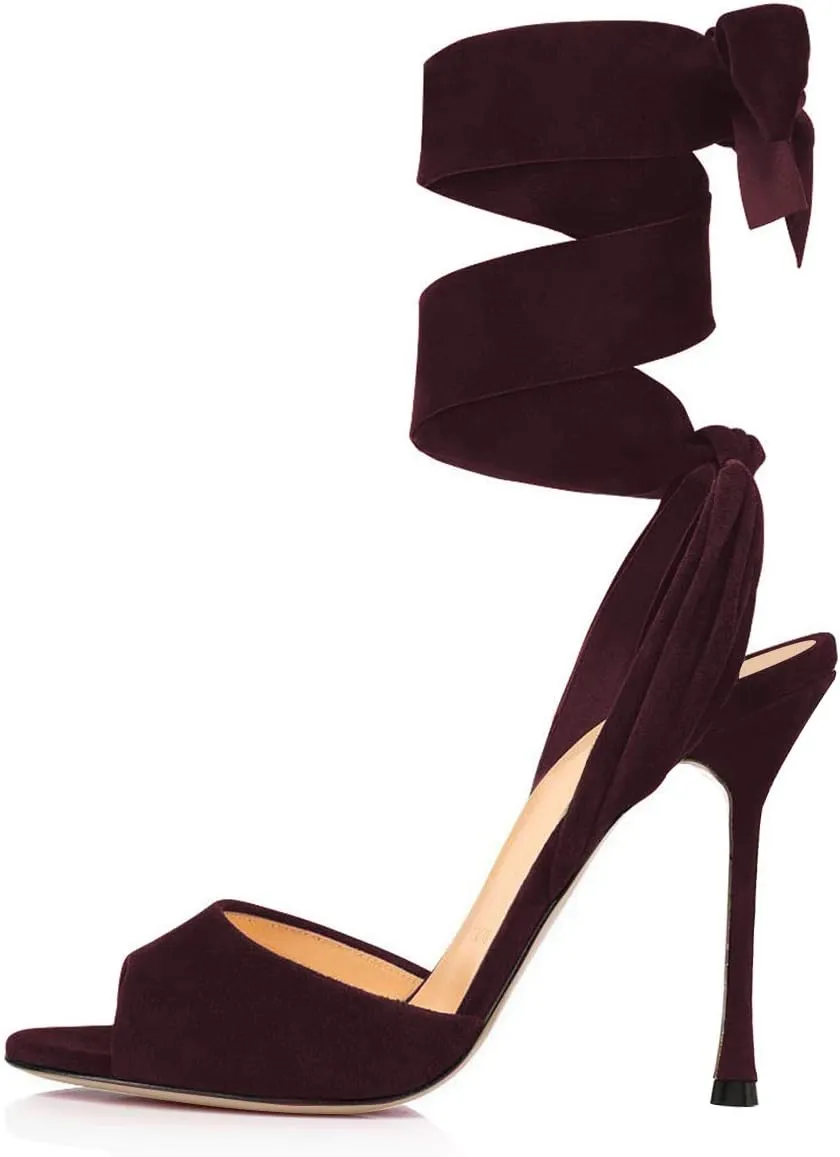 FOWT Women Fashion Open Almond Toe Ankle Wrap Sandals High Stiletto Heels D'orsay Pumps Dress Party Shoes Size 4-15 M US