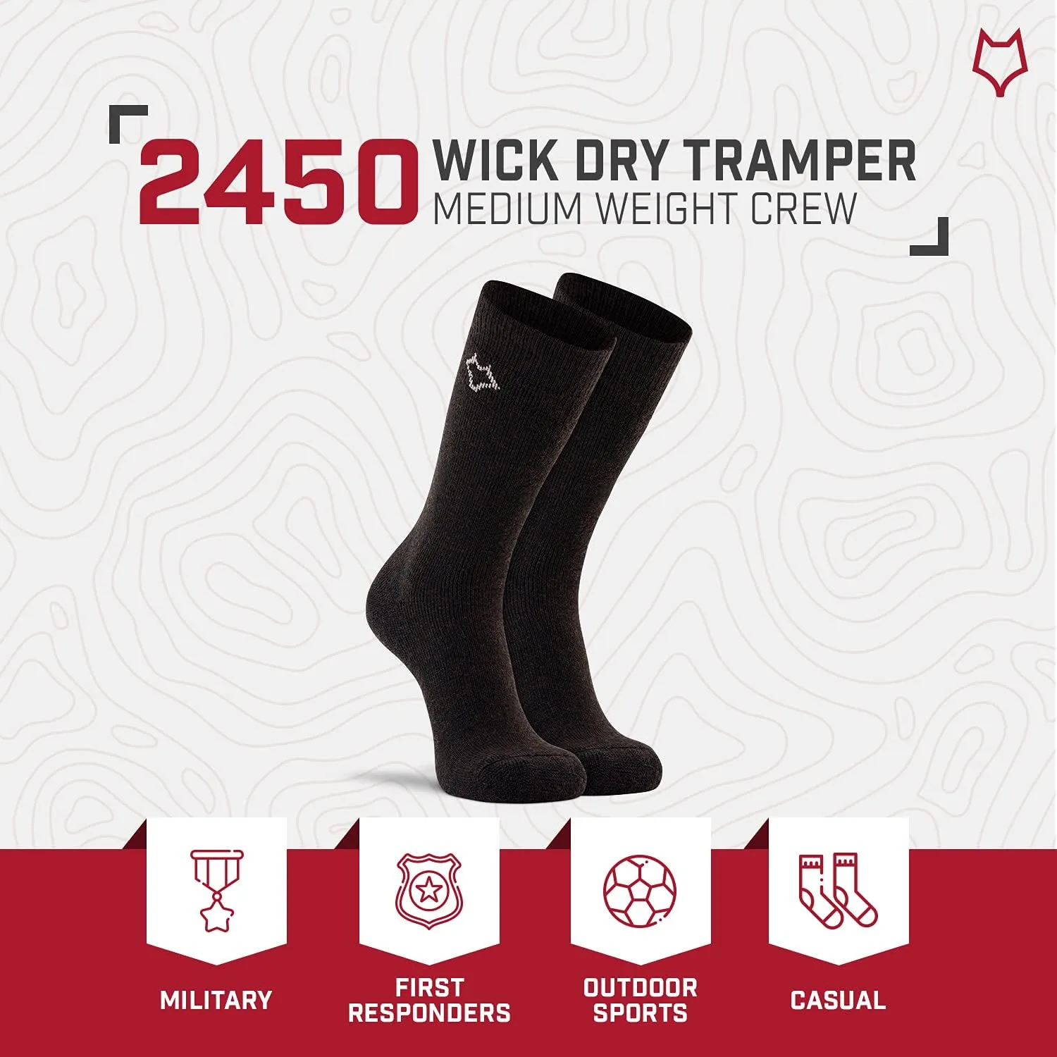 Fox River Wick Dry Tramper Merino Wool Crew Socks Medium Weight Men’s Hiking Sock with Moisture Wicking Fabric