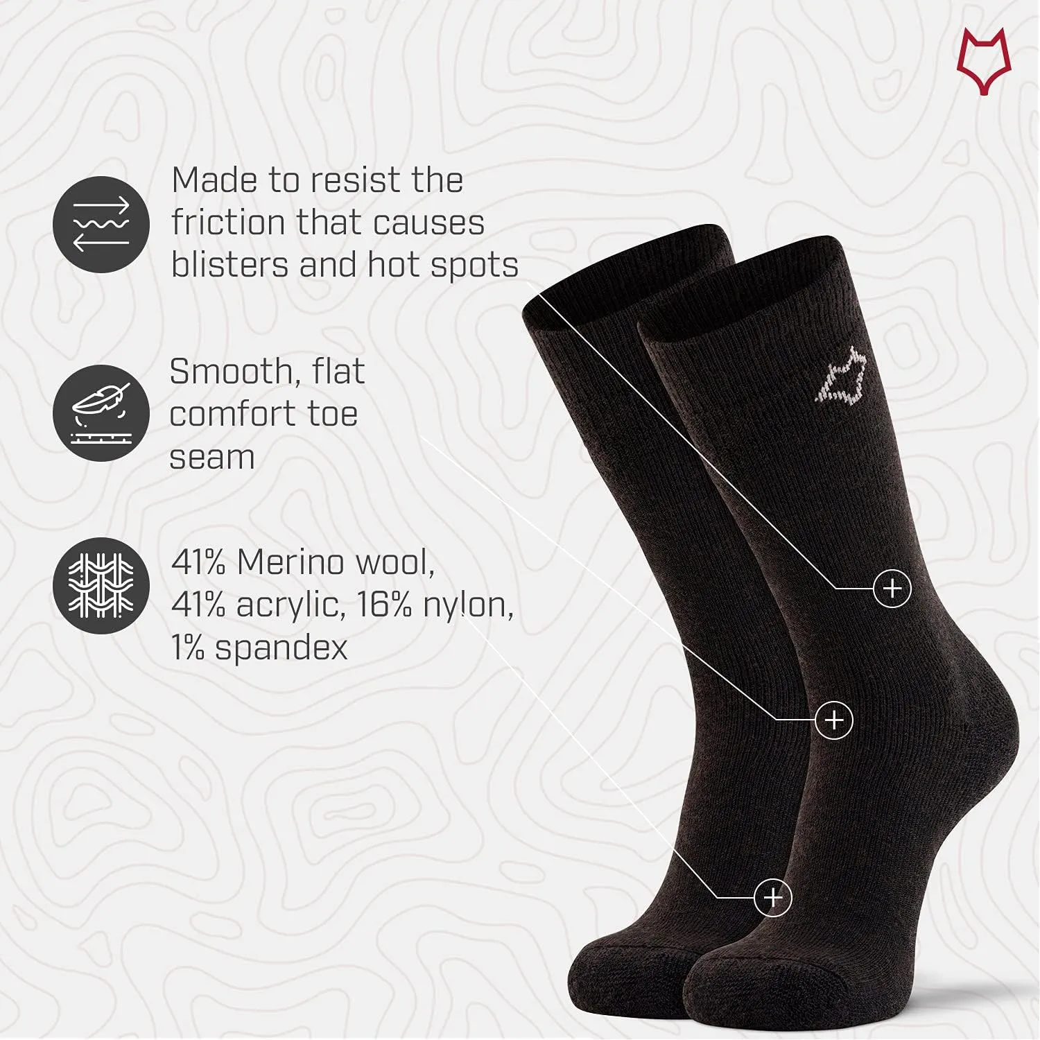 Fox River Wick Dry Tramper Merino Wool Crew Socks Medium Weight Men’s Hiking Sock with Moisture Wicking Fabric