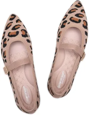 Frank Mully Women's Mesh Flats Mary Jane Shoes Pointed Toe Lightweight with Adjustable Instep Strap Knit Flat Shoes for Women Dressy Casual Washable Walking Shoes