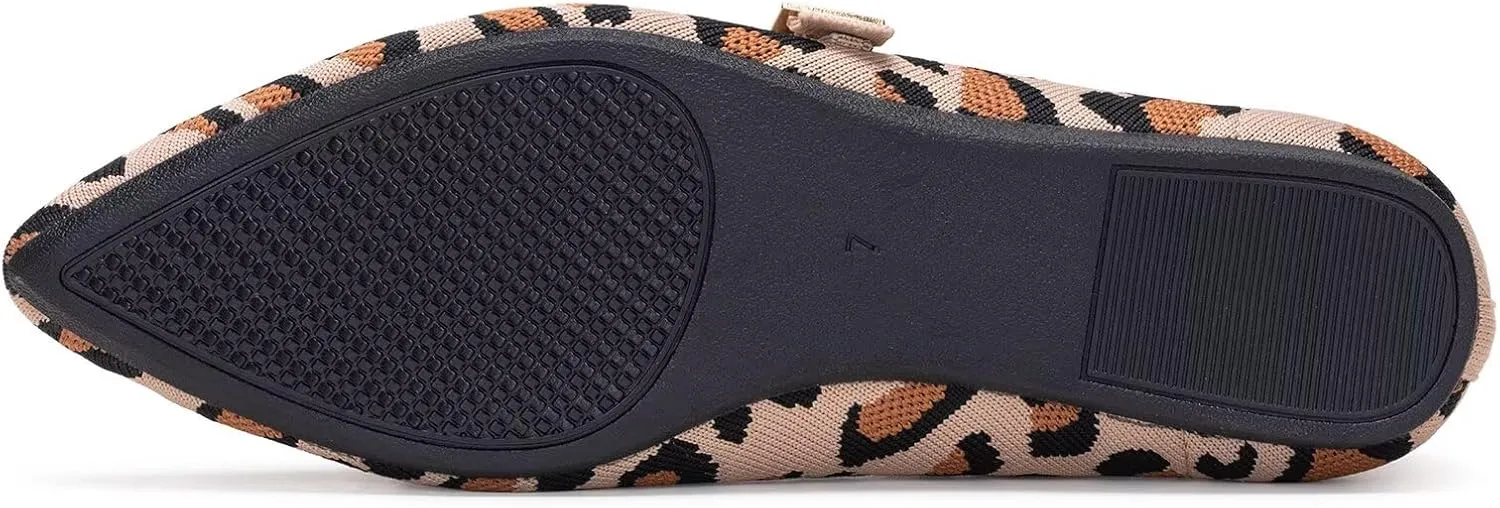 Frank Mully Women's Mesh Flats Mary Jane Shoes Pointed Toe Lightweight with Adjustable Instep Strap Knit Flat Shoes for Women Dressy Casual Washable Walking Shoes