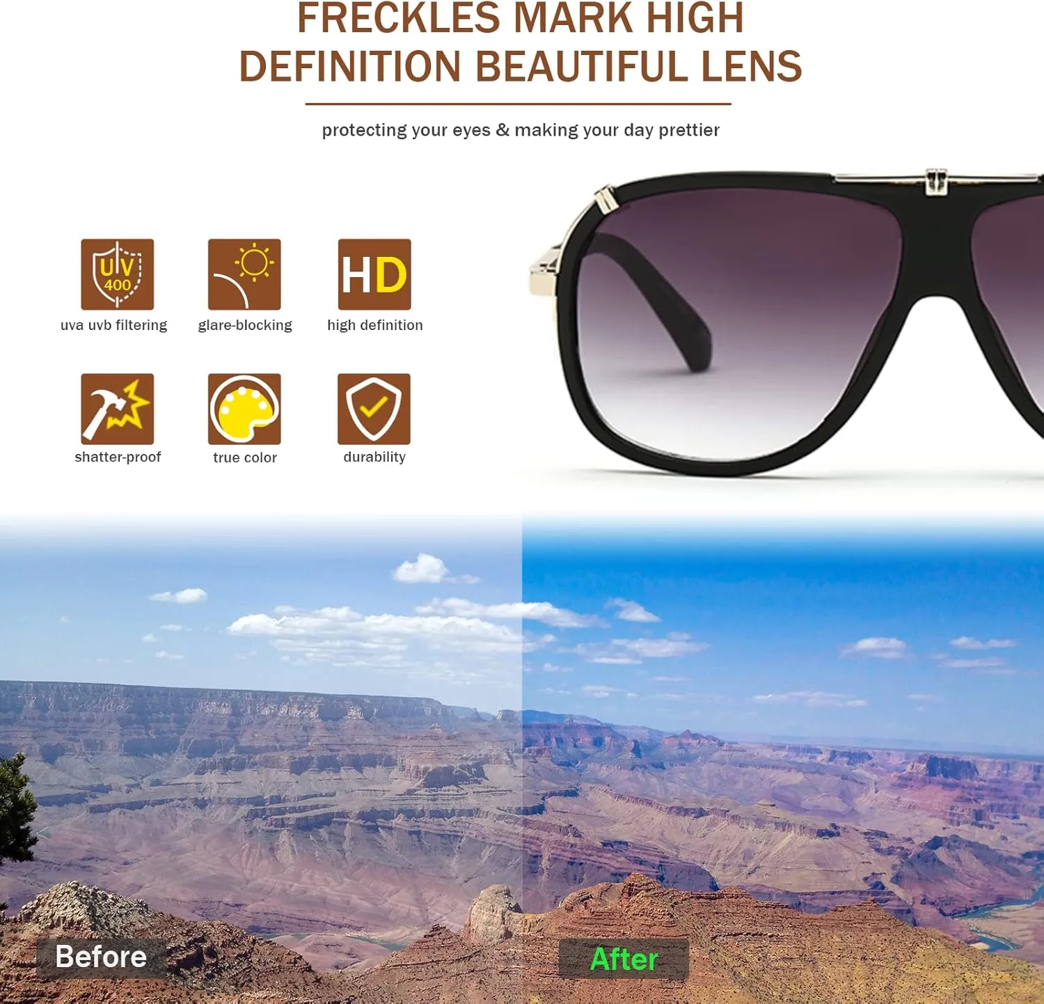 Freckles Mark 70s Italian Mob Boss Retro Square Sunglasses for Men Women Vintage Disco Sun Glasses
