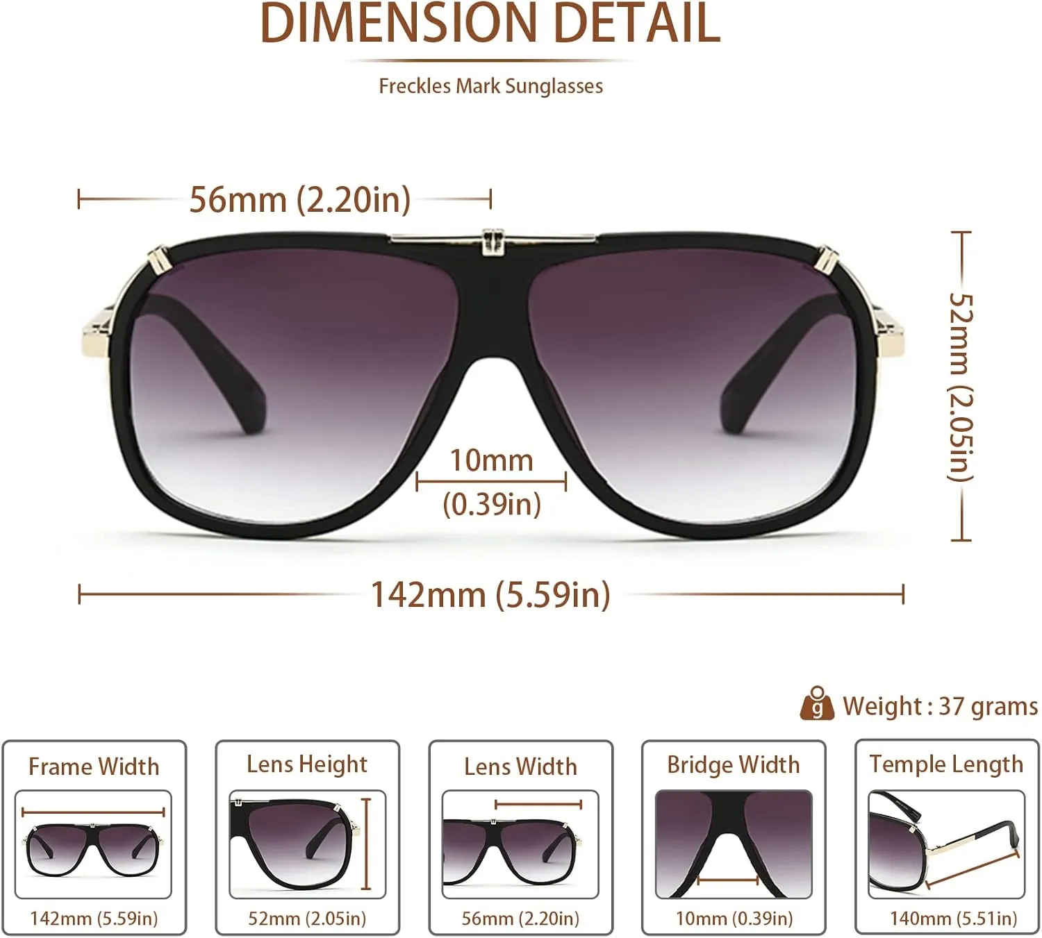 Freckles Mark 70s Italian Mob Boss Retro Square Sunglasses for Men Women Vintage Disco Sun Glasses