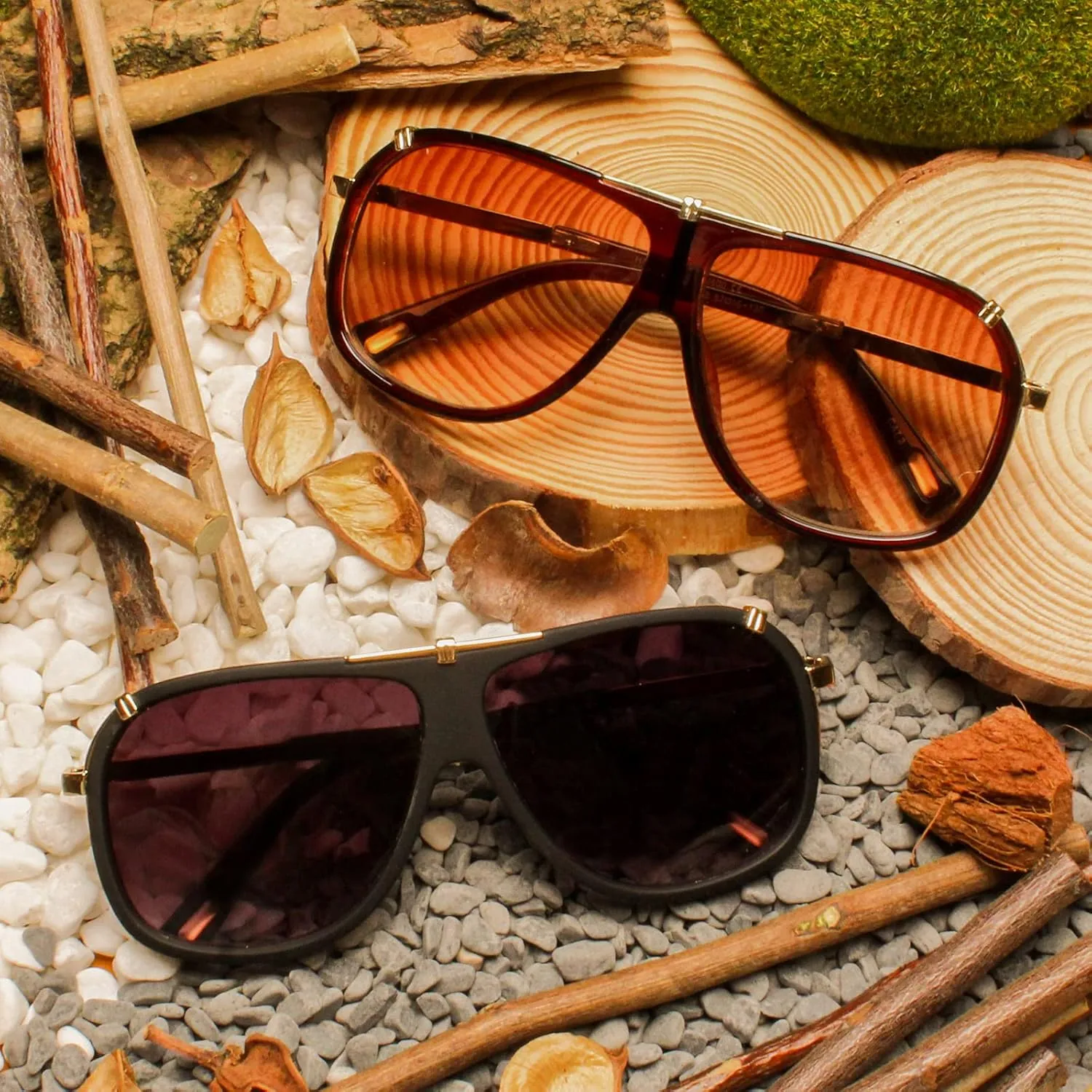 Freckles Mark 70s Italian Mob Boss Retro Square Sunglasses for Men Women Vintage Disco Sun Glasses