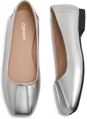 FRTROIN Square Toe Ballet Flats Dress Shoes for Women Comfortable Business Casual Work Shoes
