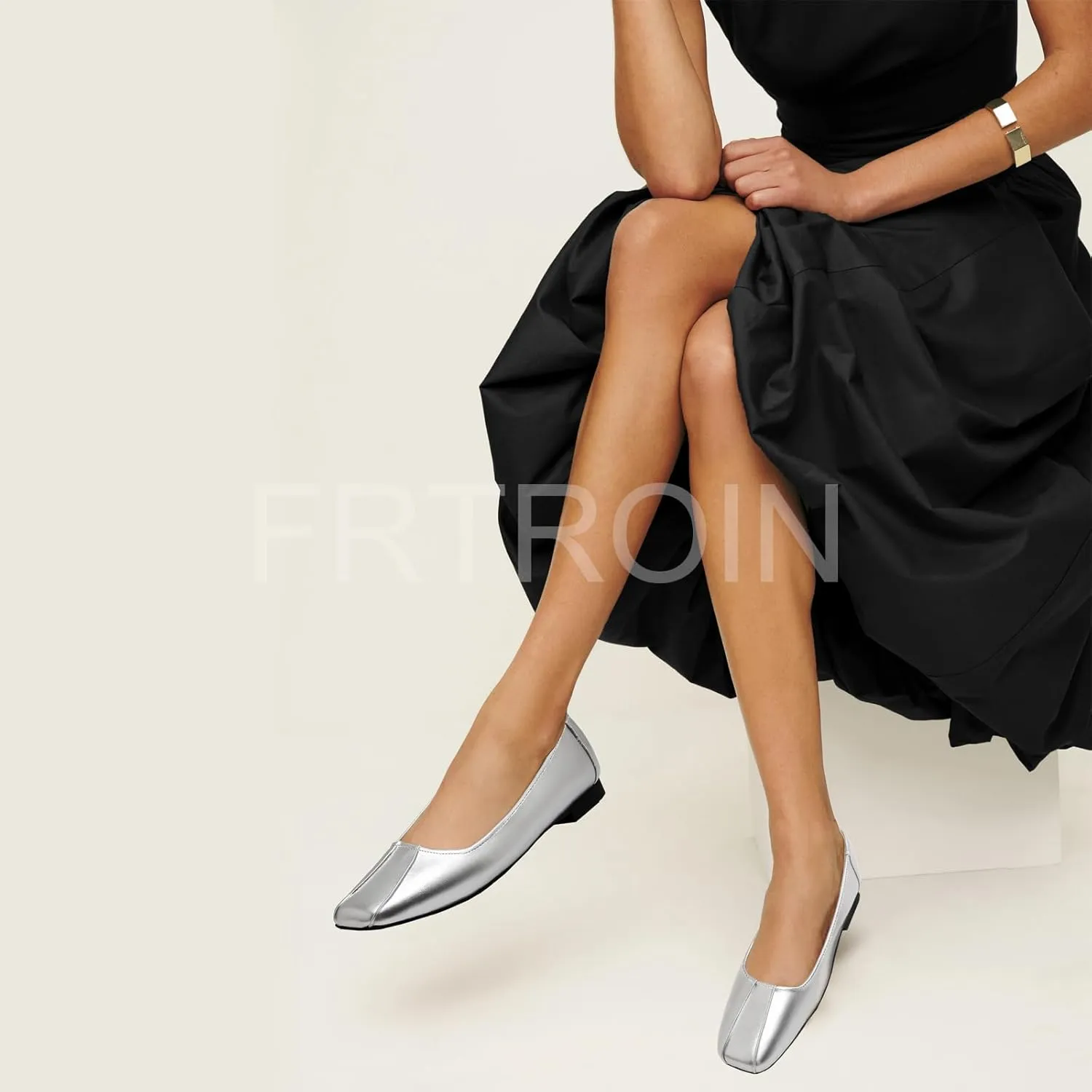 FRTROIN Square Toe Ballet Flats Dress Shoes for Women Comfortable Business Casual Work Shoes