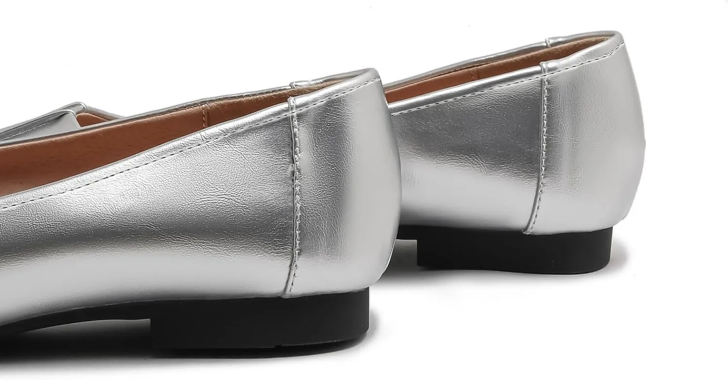 FRTROIN Square Toe Ballet Flats Dress Shoes for Women Comfortable Business Casual Work Shoes