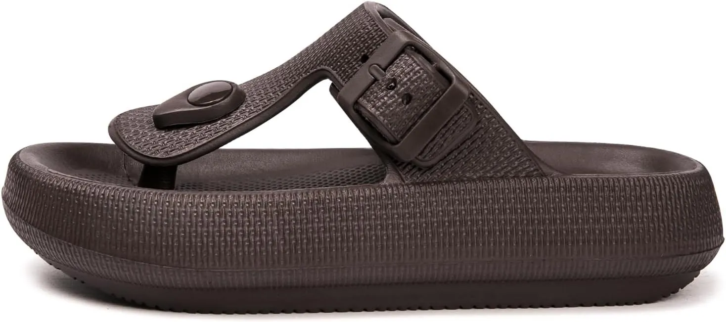 FUNKYMONKEY Thong Sandals Adjustable Buckle EVA Thick-Soled Flip Flops for Women and Men