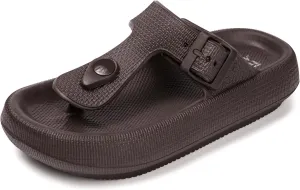 FUNKYMONKEY Thong Sandals Adjustable Buckle EVA Thick-Soled Flip Flops for Women and Men