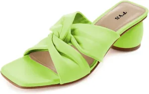 FYS Women Block Chunky Heel Slide Sandal Cross Strap Cutout Mule Square Open Toe Slippers Backless Party Summer Dressy Shoes Size 4-15 US