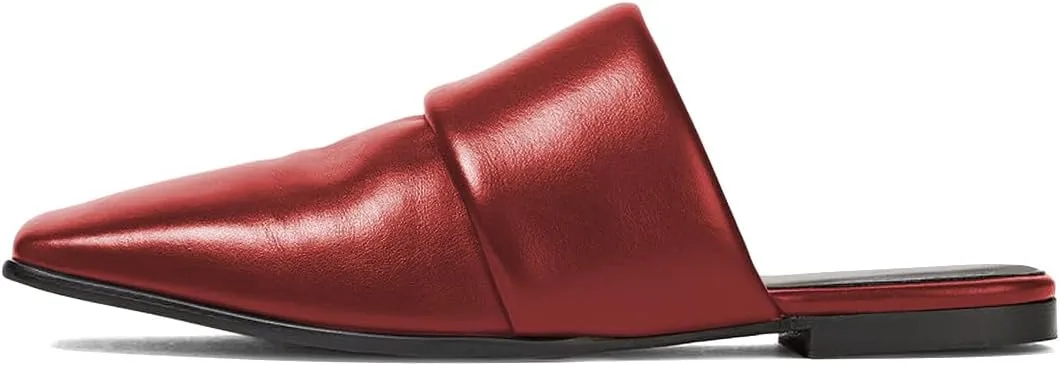 FYS Women Square Toe Flat Mules Slip on Wide Band Slippers Backless Indoor Outdoor Casual Sandal Shoes Size 4-16 US