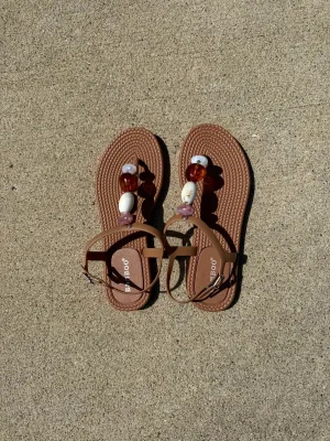Gaia Natural Beaded Thong Sandals