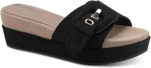 Giani Bernini Womens Ashllyn Faux Suede Wedge Sandals Black 8.5 Medium (B,M)