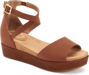 Giani Bernini Womens Ellenaa Nubuck Wedge Sandals Brown 8.5 Medium (B,M)