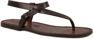 Gianluca - L'artigiano del cuoio Handmade Black Leather Thong Sandals for Men