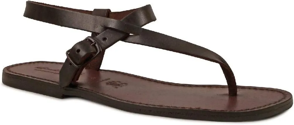 Gianluca - L'artigiano del cuoio Handmade Black Leather Thong Sandals for Men