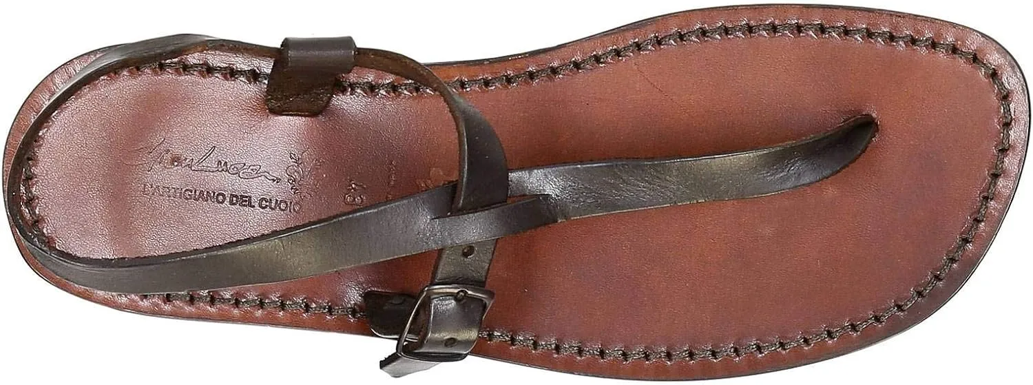 Gianluca - L'artigiano del cuoio Handmade Black Leather Thong Sandals for Men