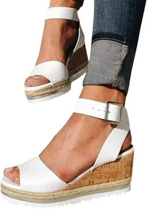 Gibobby Platform Sandals for Women,Women's Sandals Espadrille Wedge Platform Summer Ankle Strap Studded Open Toe Sandal