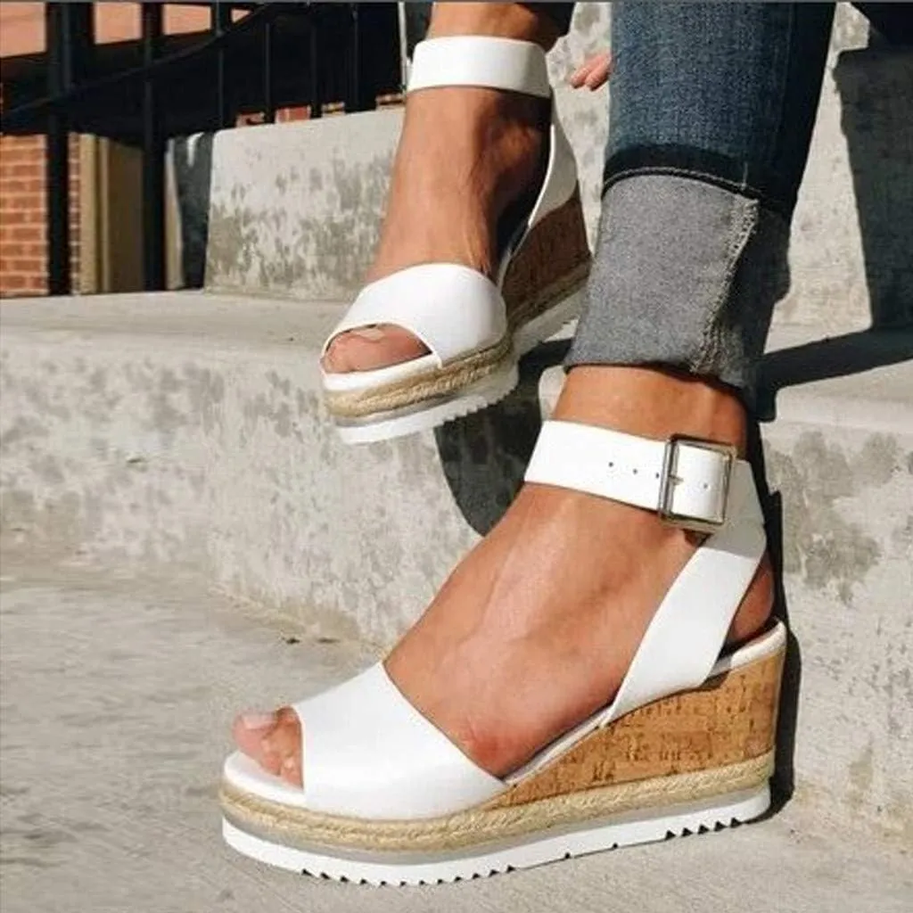 Gibobby Platform Sandals for Women,Women's Sandals Espadrille Wedge Platform Summer Ankle Strap Studded Open Toe Sandal