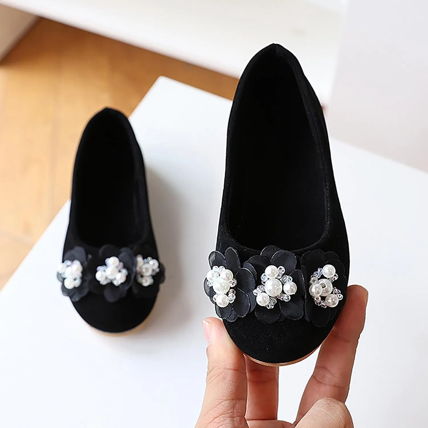 Girls Baby Shoes Pearl Flower Shoes Sandals Dancing Infant Pearl Bling Single Kids Girl Sandals Size 3