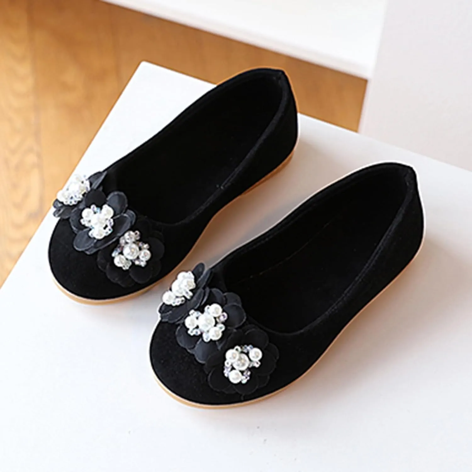 Girls Baby Shoes Pearl Flower Shoes Sandals Dancing Infant Pearl Bling Single Kids Girl Sandals Size 3