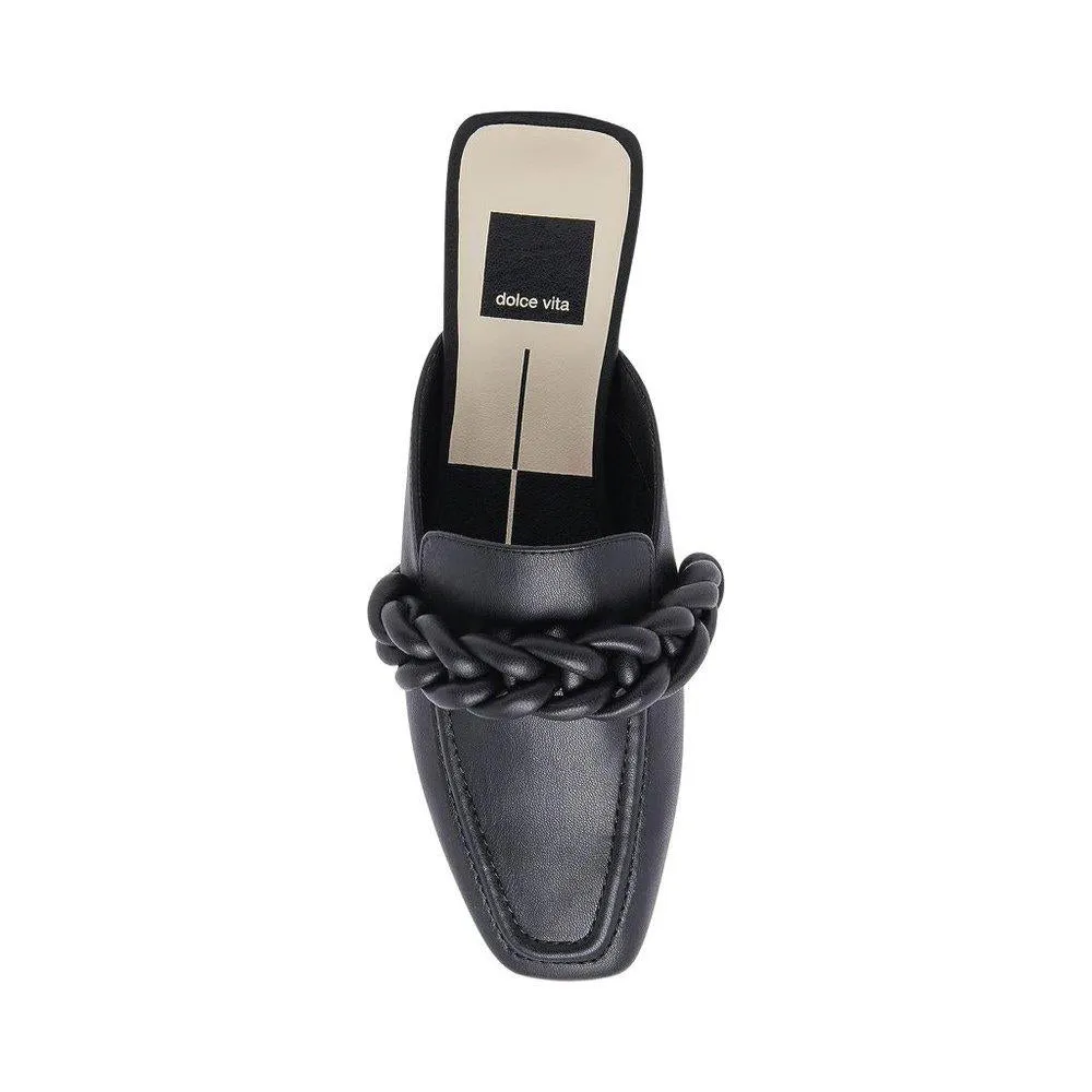 Givony Black Braided Slip On Flat Loafers