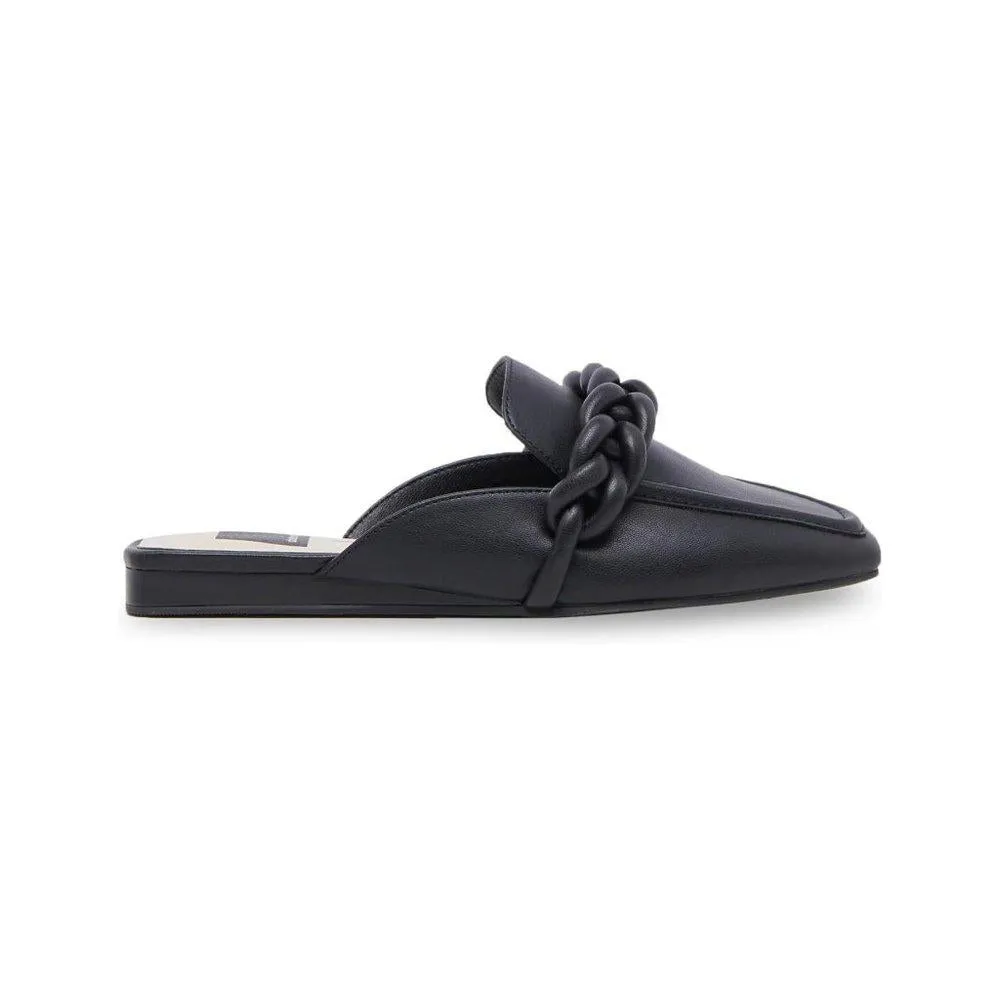Givony Black Braided Slip On Flat Loafers