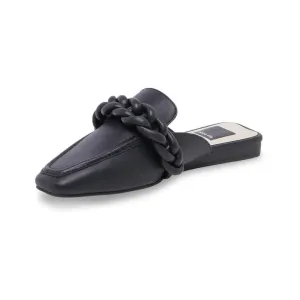 Givony Black Braided Slip On Flat Loafers