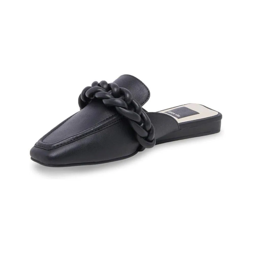 Givony Black Braided Slip On Flat Loafers