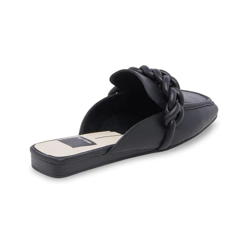 Givony Black Braided Slip On Flat Loafers