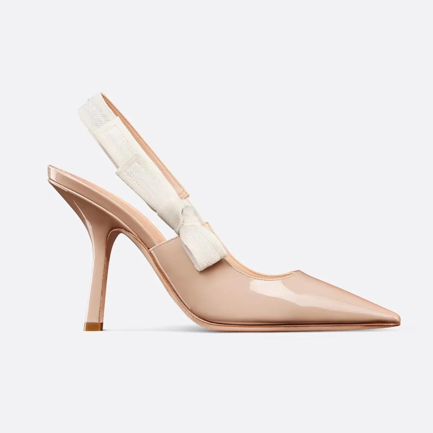 Goolita Pointed Closed Toe Pearl Slingback Heels for Women, Mesh Bow Evening Pump Stiletto High Heels Backless Party Bridal Shoes for Wedding