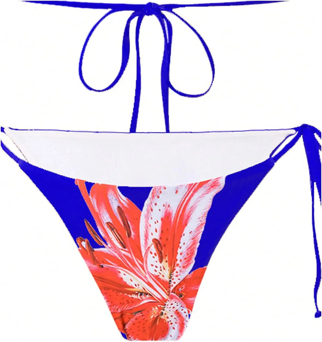 GORGLITTER Women's 3 Piece Swimsuits Floral Print Halter Triangle Tie Side Bikini Set with Cover Up Skirt