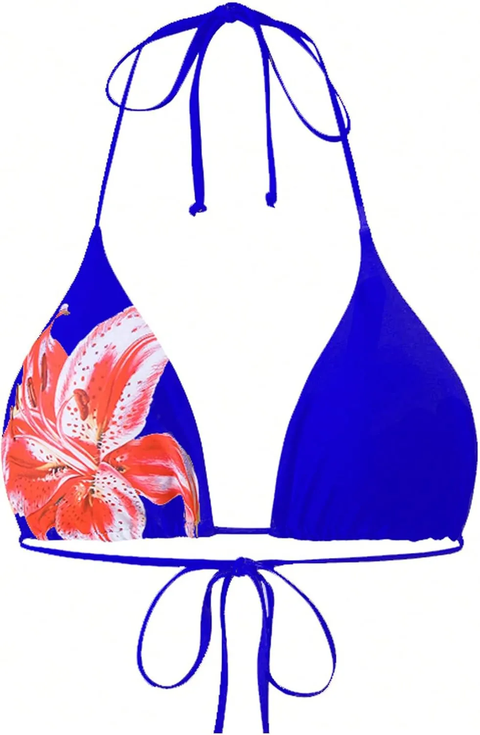 GORGLITTER Women's 3 Piece Swimsuits Floral Print Halter Triangle Tie Side Bikini Set with Cover Up Skirt
