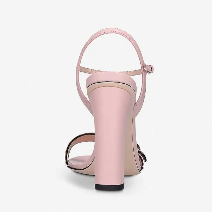 Gucci GG Marmont Block Heel Sandal in Perfect Pink