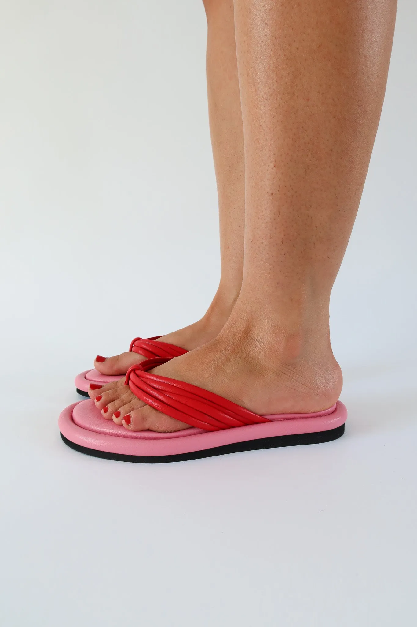 harper pink cherry thong sandal