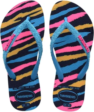 Havaianas Kids Slim Tropical Flip Flops - Kids' Summer Sandals for Girls - Turquoise, 13C/1Y Little Kid