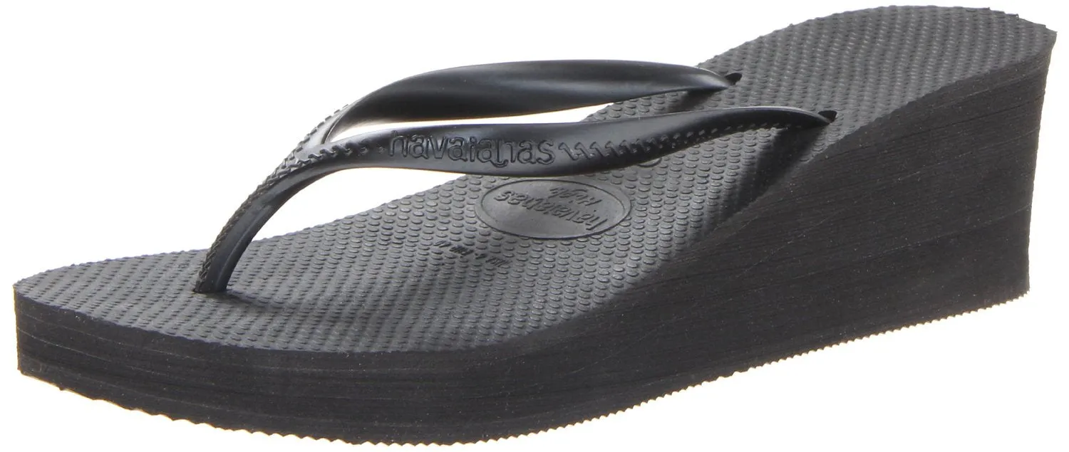 Havaianas Women's High Fashion Sandal Flip Flop, black, 39 BR-9-10 W US