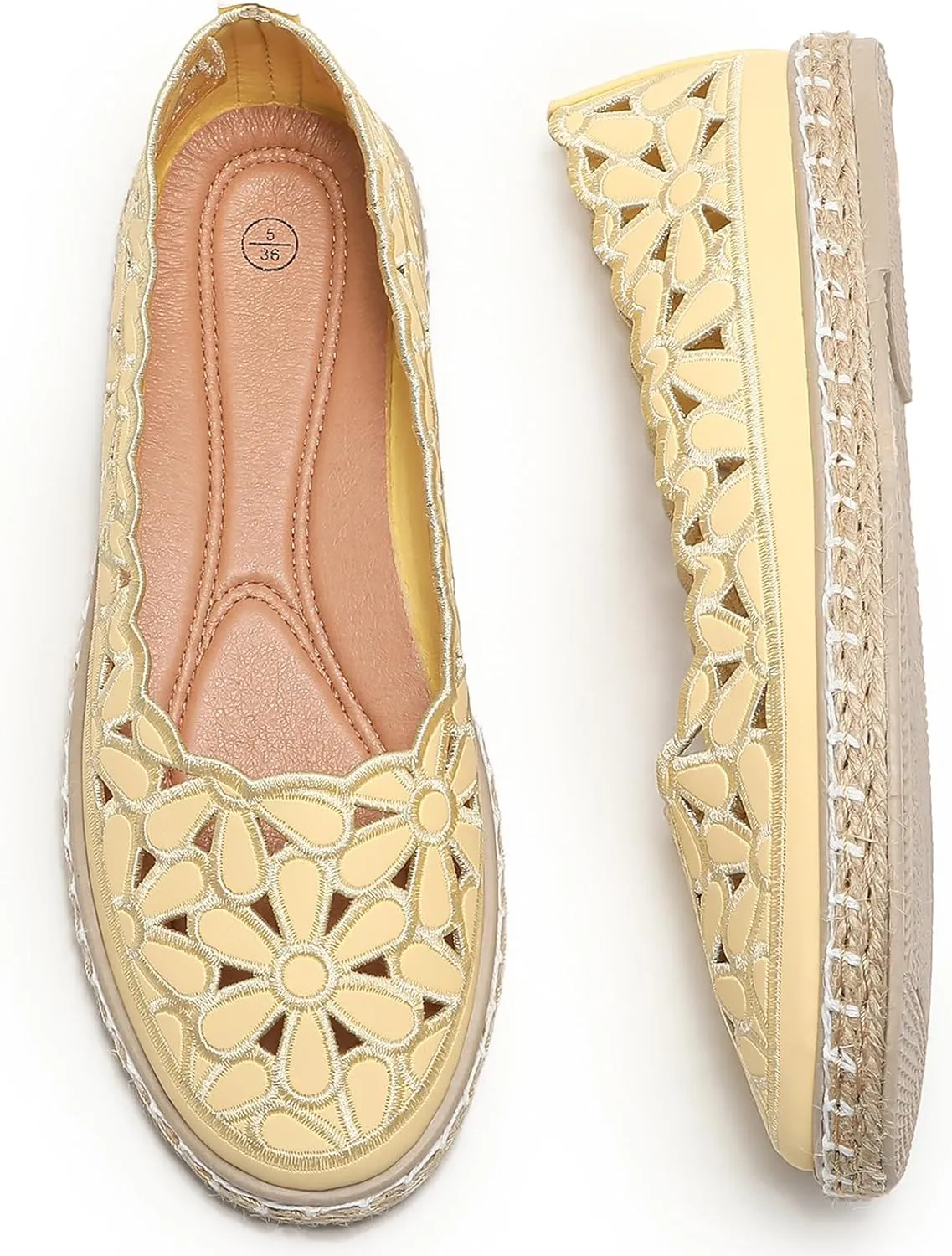 HEAWISH Women’s Ballet Flat Daisy Round Toe Dress Shoes Casual Slip On Rope Loafer