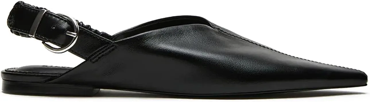 heelchic Women's Slingback Flats Pointed Toe Ruched Slingback Ballet Casual Fashion Plain Ballet Comfort Soft Slip On Flats