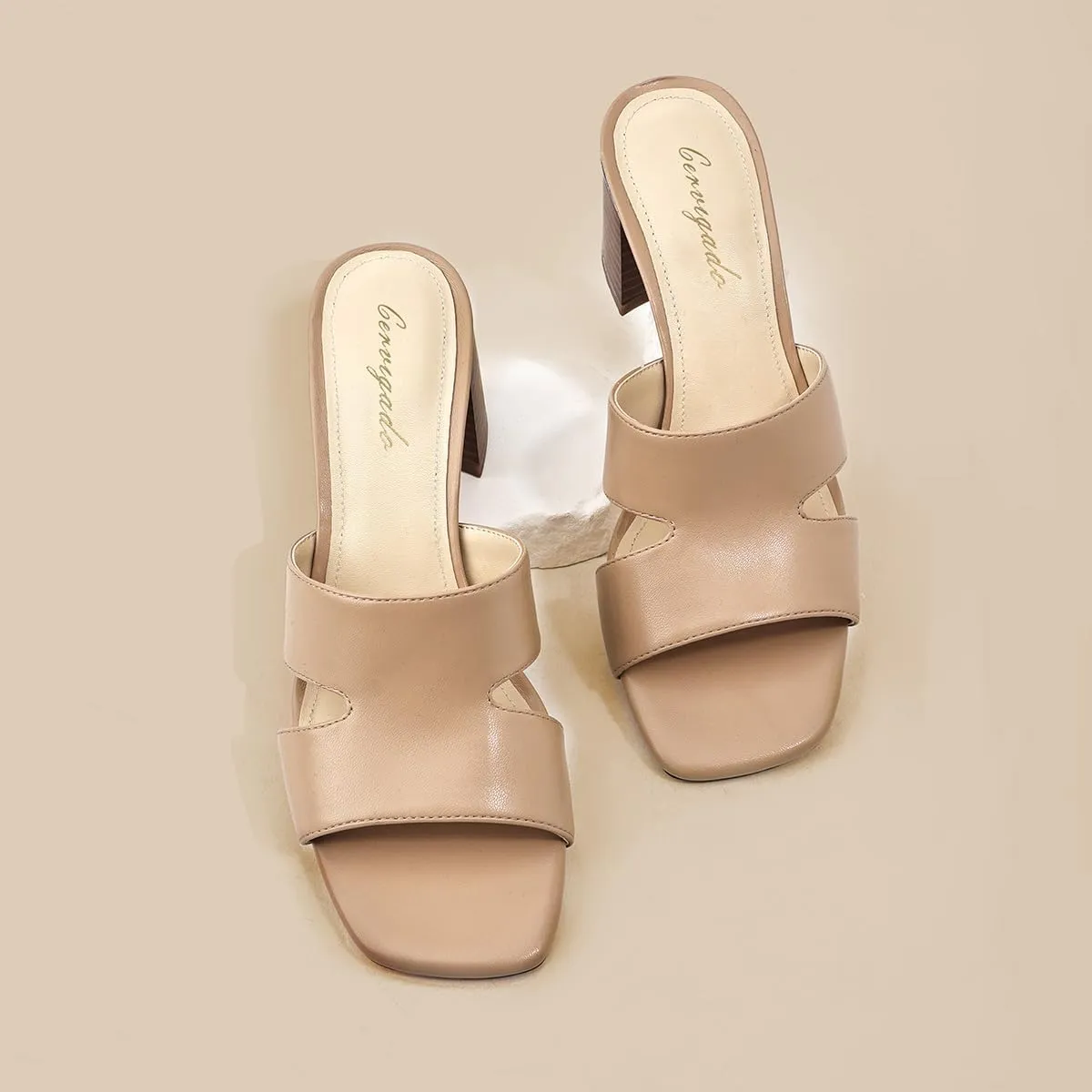 Heeled Sandals for Women Block Heels Mules for Women Chunky Square Open Toe Sandals Dressy Heels Slip on Comfy Low Heels Backless Summer Dress Shoes Wedding Party