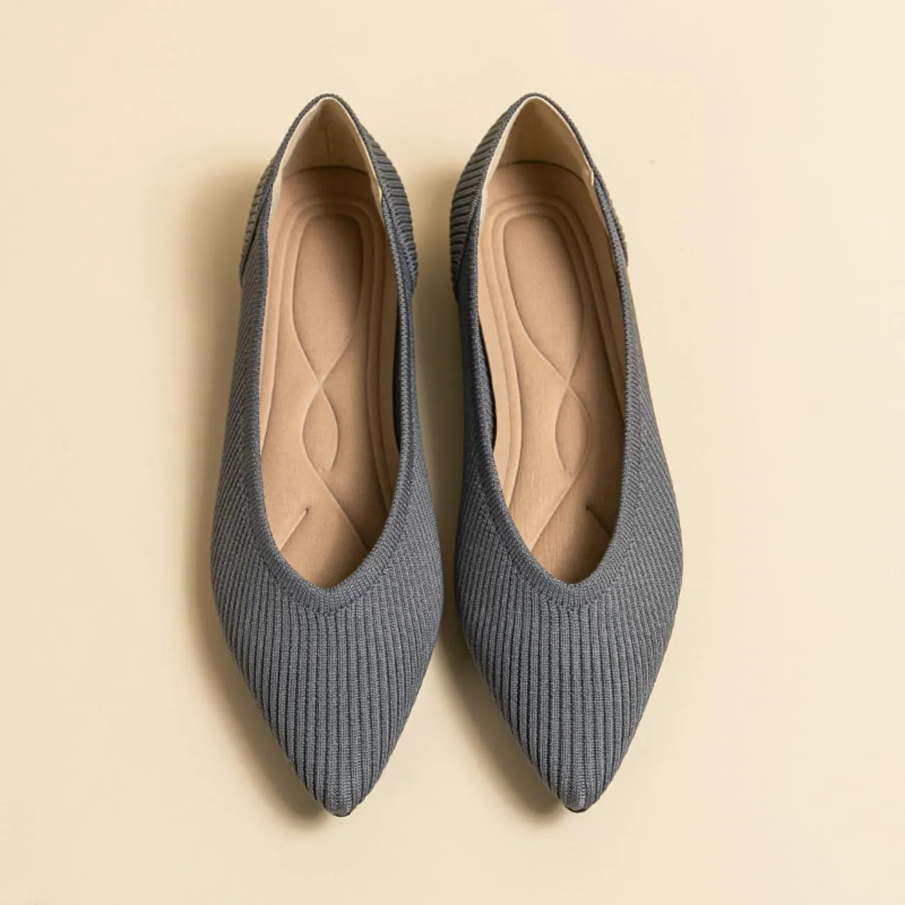 HROYL Women's Ballet Flats Casual Dressy Party Office Shoes Pointed Toe Knit Flats XTZ-A8-ZW